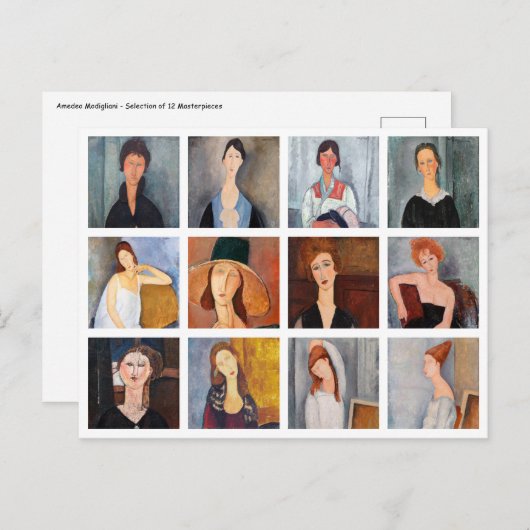 Amedeo Modigliani - Masterstuks Collage Briefkaart (Voorkant / Achterkant)