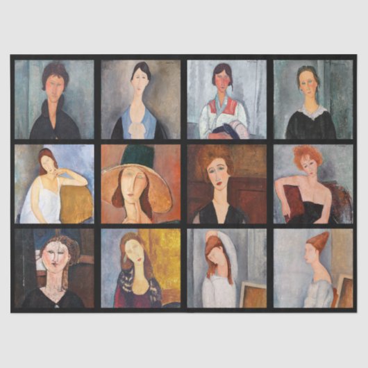 Amedeo Modigliani - Masterstuks Collage Poster Tissuepapier (Voorkant)