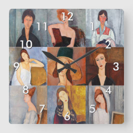 Amedeo Modigliani - Masterstuks Collage Vierkante Klok