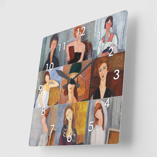 Amedeo Modigliani - Masterstuks Collage Vierkante Klok (Hoek)