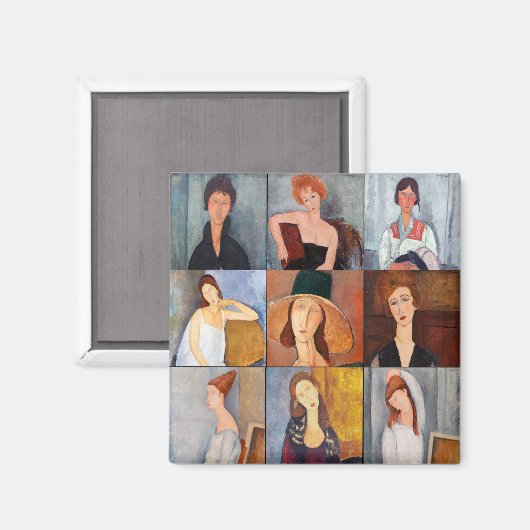 Amedeo Modigliani - Meesterwerken Collage Magneet (Voorkant / Achterkant)