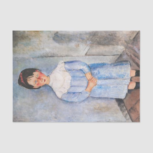 Amedeo Modigliani - Meisje in het blauw Tissuepapier (Voorkant)