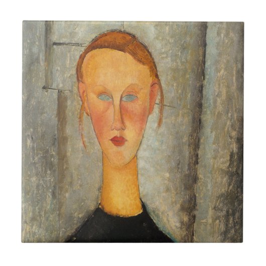Amedeo modigliani - meisje met blauwe ogen tegeltje (Voorkant)
