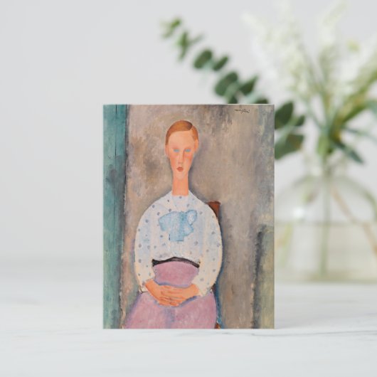 Amedeo Modigliani - Meisje met een blouse met polk Briefkaart (Staand voorkant)