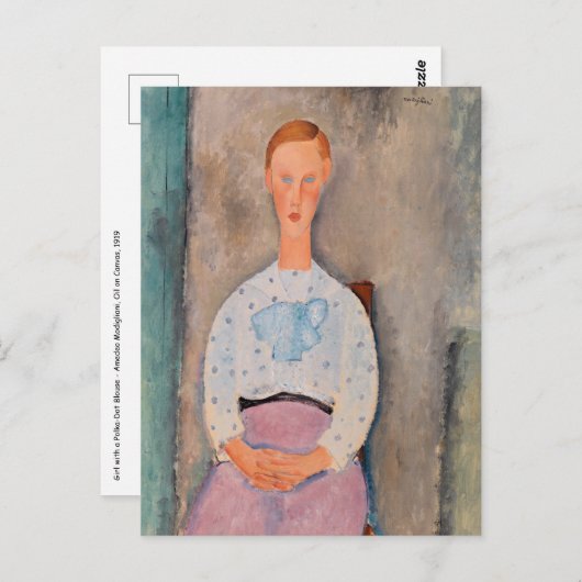 Amedeo Modigliani - Meisje met een blouse met polk Briefkaart (Voorkant / Achterkant)
