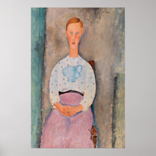 Amedeo Modigliani - Meisje met een blouse met polk Poster