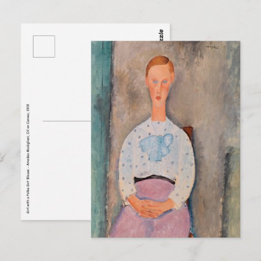 Amedeo Modigliani - Meisje met een Polka-Dot Blous Briefkaart (Voorkant / Achterkant)