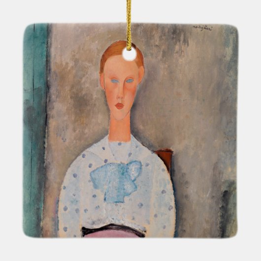 Amedeo Modigliani - Meisje met een Polka-Dot Blous Keramisch Ornament (Achterkant)
