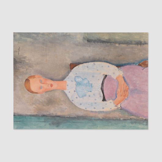 Amedeo Modigliani - Meisje met een Polka-Dot Blous Tissuepapier (Voorkant)
