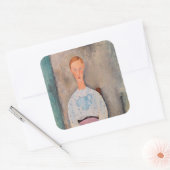 Amedeo Modigliani - Meisje met een Polka-Dot Blous Vierkante Sticker (Envelop)