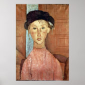 Amedeo Modigliani - Meisje met Pet Poster (Voorkant)