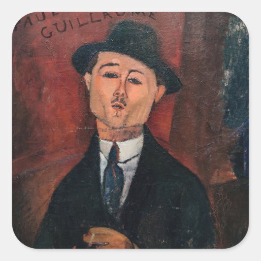 Amedeo Modigliani - Paul Guillaume, Novo Pilota Vierkante Sticker (Voorkant)