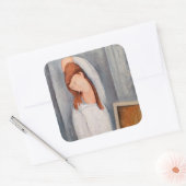 Amedeo Modigliani - Portrait Jeanne Hebuterne #1 Vierkante Sticker (Envelop)