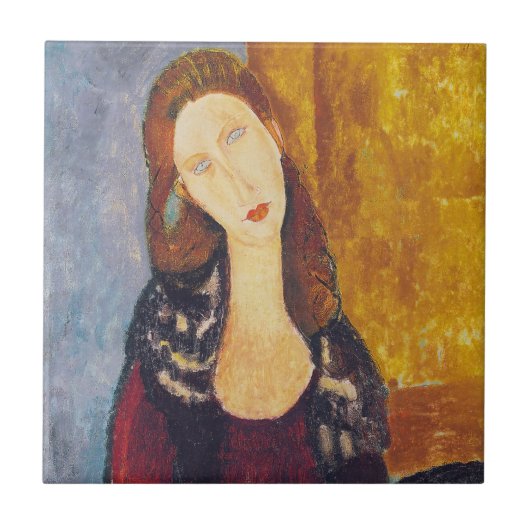 Amedeo Modigliani - Portrait Jeanne Hebuterne #2 Tegeltje (Voorkant)