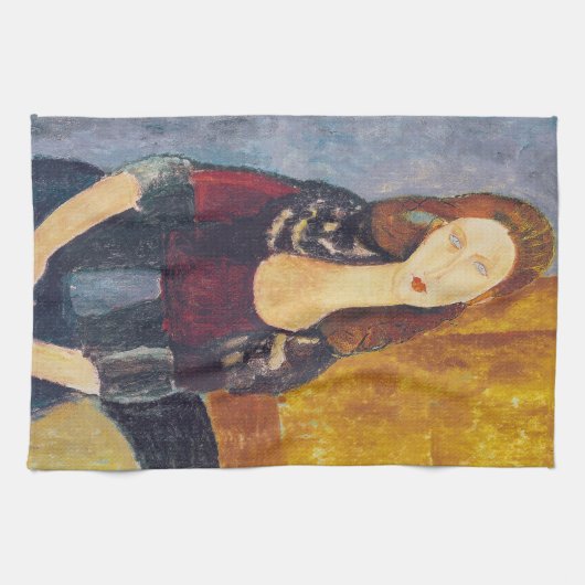 Amedeo Modigliani - Portrait Jeanne Hebuterne #2 Theedoek (Horizontaal)