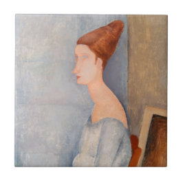 Amedeo Modigliani - Portrait Jeanne Hebuterne #3 Tegeltje