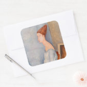 Amedeo Modigliani - Portrait Jeanne Hebuterne #3 Vierkante Sticker (Envelop)