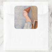 Amedeo Modigliani - Portrait Jeanne Hebuterne #3 Vierkante Sticker (Tas)