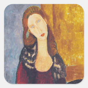 Amedeo Modigliani - Portret Jeanne Hebuterne #2 Vierkante Sticker