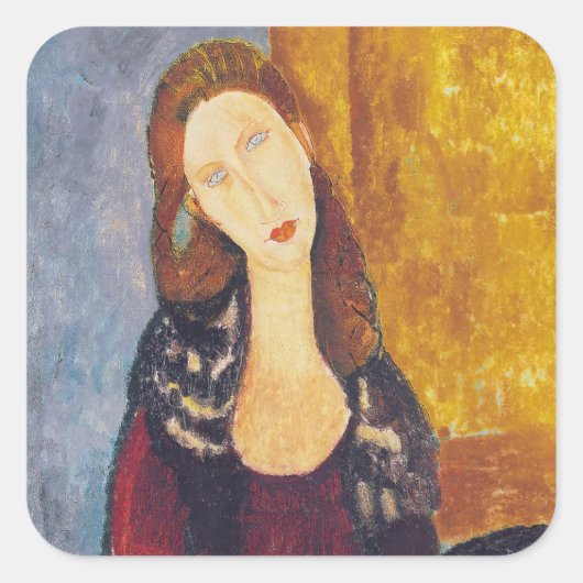 Amedeo Modigliani - Portret Jeanne Hebuterne #2 Vierkante Sticker (Voorkant)