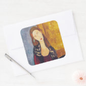 Amedeo Modigliani - Portret Jeanne Hebuterne #2 Vierkante Sticker (Envelop)
