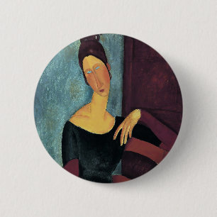 Amedeo Modigliani, Portret van de vrouw van de kun Ronde Button 5,7 Cm