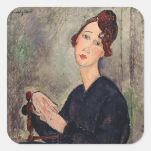 Amedeo Modigliani - Portret van Dedie Hayden Vierkante Sticker