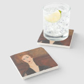 Amedeo Modigliani - Portret van een vrouw Stenen Onderzetter (Zijkant)