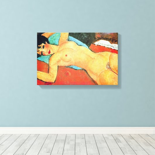 Amedeo Modigliani - Reclining Woman Canvas Afdruk (Insitu (Houten vloer))