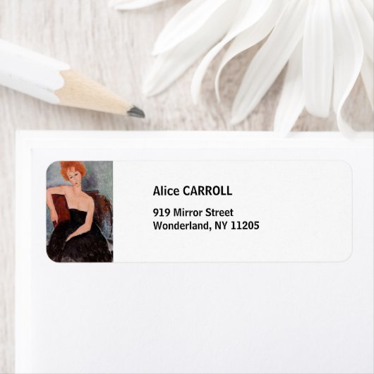 Amedeo Modigliani - Rode Meisje in Avendjurk Etiket (Insitu)