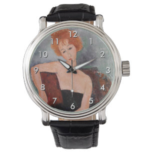 Amedeo Modigliani - Rode Meisje in Avendjurk Horloge
