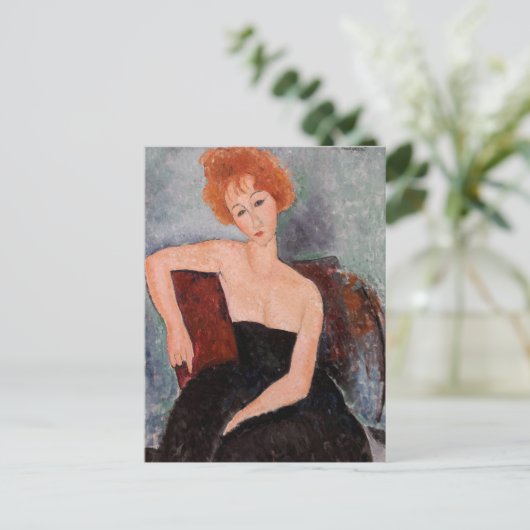 Amedeo Modigliani - Rode vrouw in avondjurk Briefkaart (Staand voorkant)