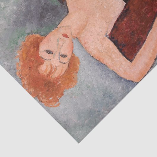 Amedeo Modigliani - Rode vrouw in avondjurk Tissuepapier (Detail)