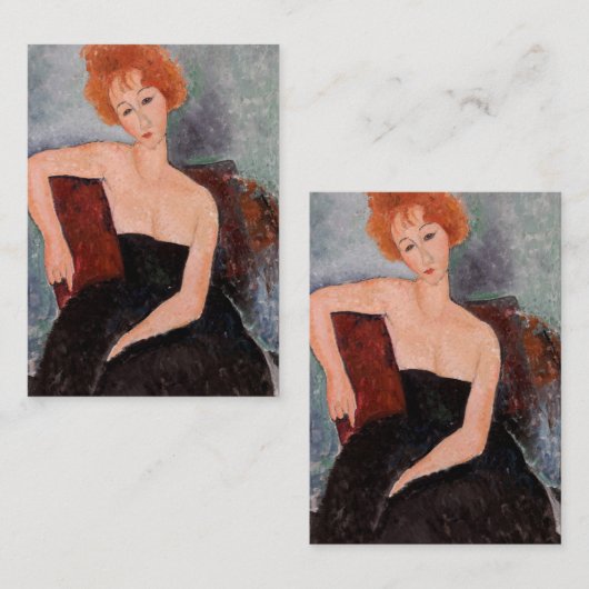 Amedeo Modigliani - Roodkopje voor meisjes tijdens Notitiekaartje (Voorkant / Achterkant)