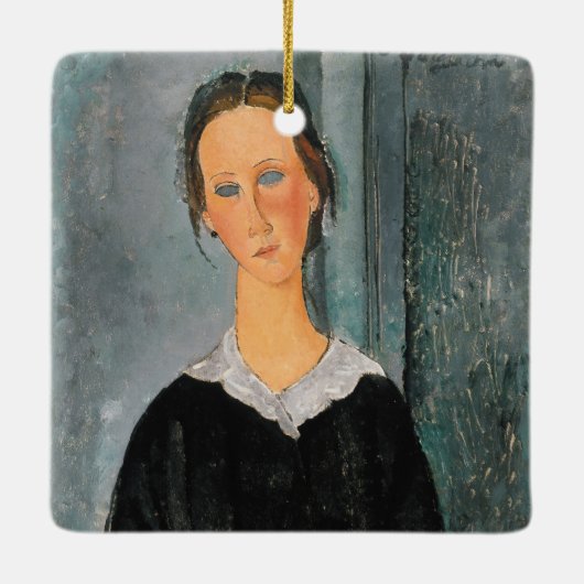 Amedeo Modigliani - Servant Girl Keramisch Ornament (Achterkant)