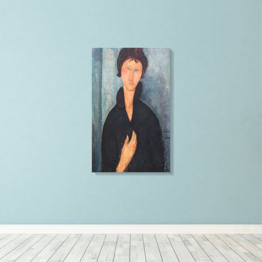 Amedeo Modigliani - Vrouw met blauwe ogen Canvas Afdruk (Insitu (Houten vloer))