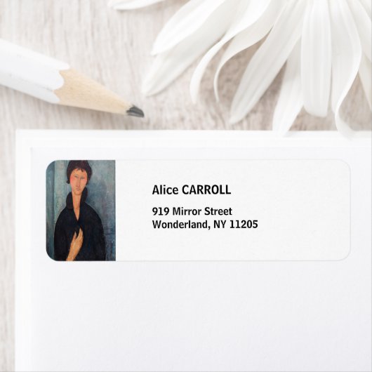 Amedeo Modigliani - Vrouw met blauwe ogen Etiket (Insitu)