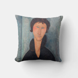 Amedeo Modigliani - Vrouw met blauwe ogen Kussen