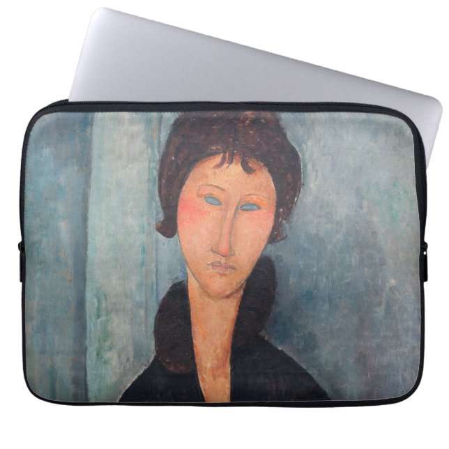 Amedeo Modigliani - Vrouw met blauwe ogen Laptop Sleeve (Voorkant)