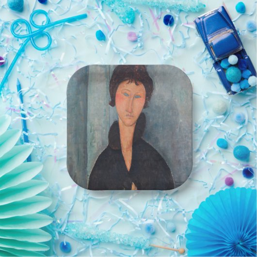 Amedeo Modigliani - Vrouw met blauwe ogen Papieren Bordje (Feest)