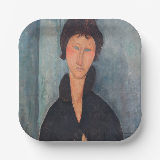 Amedeo Modigliani - Vrouw met blauwe ogen Papieren Bordje (Voorkant)