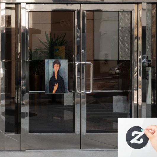 Amedeo Modigliani - Vrouw met blauwe ogen Raamsticker (Kantoordeur)