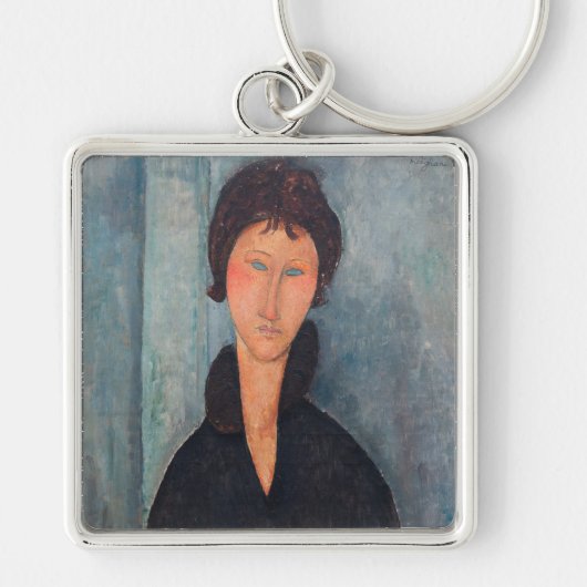 Amedeo Modigliani - Vrouw met blauwe ogen Sleutelhanger (Voorkant)