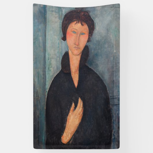 Amedeo Modigliani - Vrouw met blauwe ogen Spandoek (Verticaal)