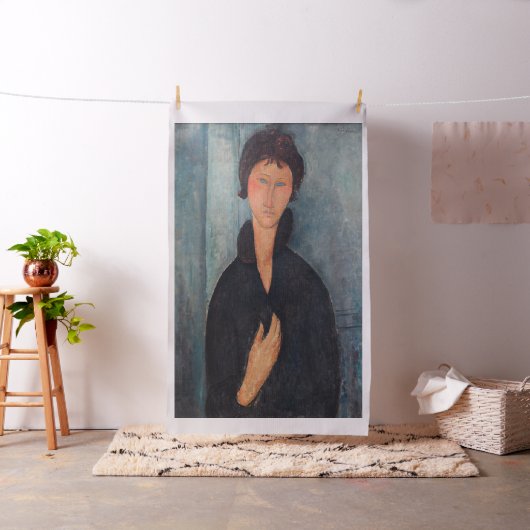 Amedeo Modigliani - Vrouw met blauwe ogen Stof (Voorbeeld)
