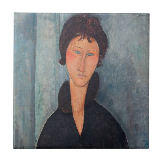 Amedeo Modigliani - Vrouw met blauwe ogen Tegeltje (Voorkant)