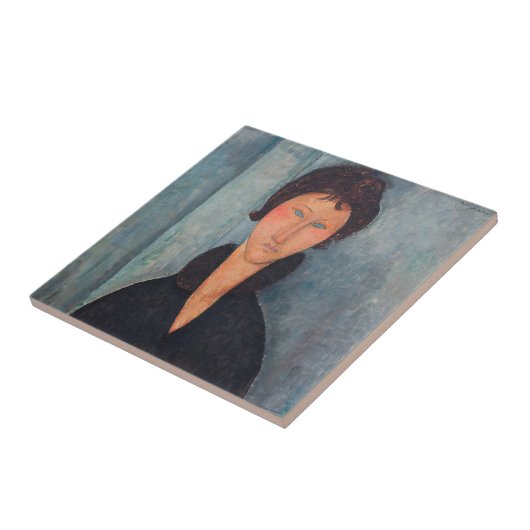 Amedeo Modigliani - Vrouw met blauwe ogen Tegeltje (Zijkant)