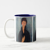 Amedeo Modigliani - Vrouw met blauwe ogen Tweekleurige Koffiemok (Links)
