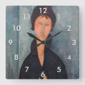 Amedeo Modigliani - Vrouw met blauwe ogen Vierkante Klok (Voorkant)