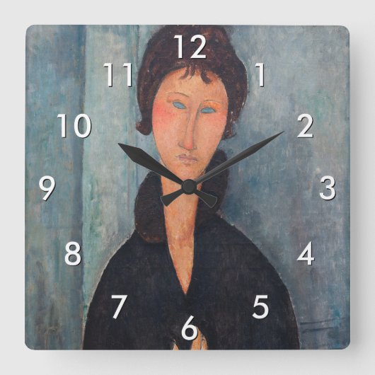 Amedeo Modigliani - Vrouw met blauwe ogen Vierkante Klok (Voorkant)